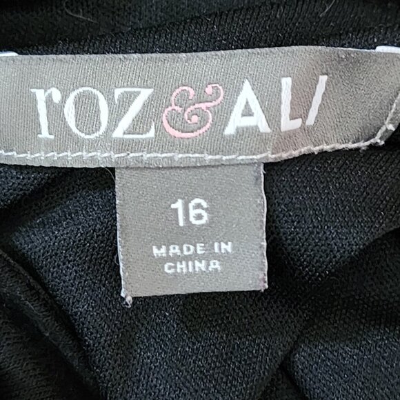 Roz & Ali Black Stretch Knit Jewel Necklace V-Neck Dress - Picture 8 of 9